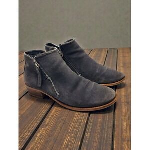 Dolce Vita Sofiya Suede Ankle Boots Grey Side Zip Block Heel Women's Size 8.5